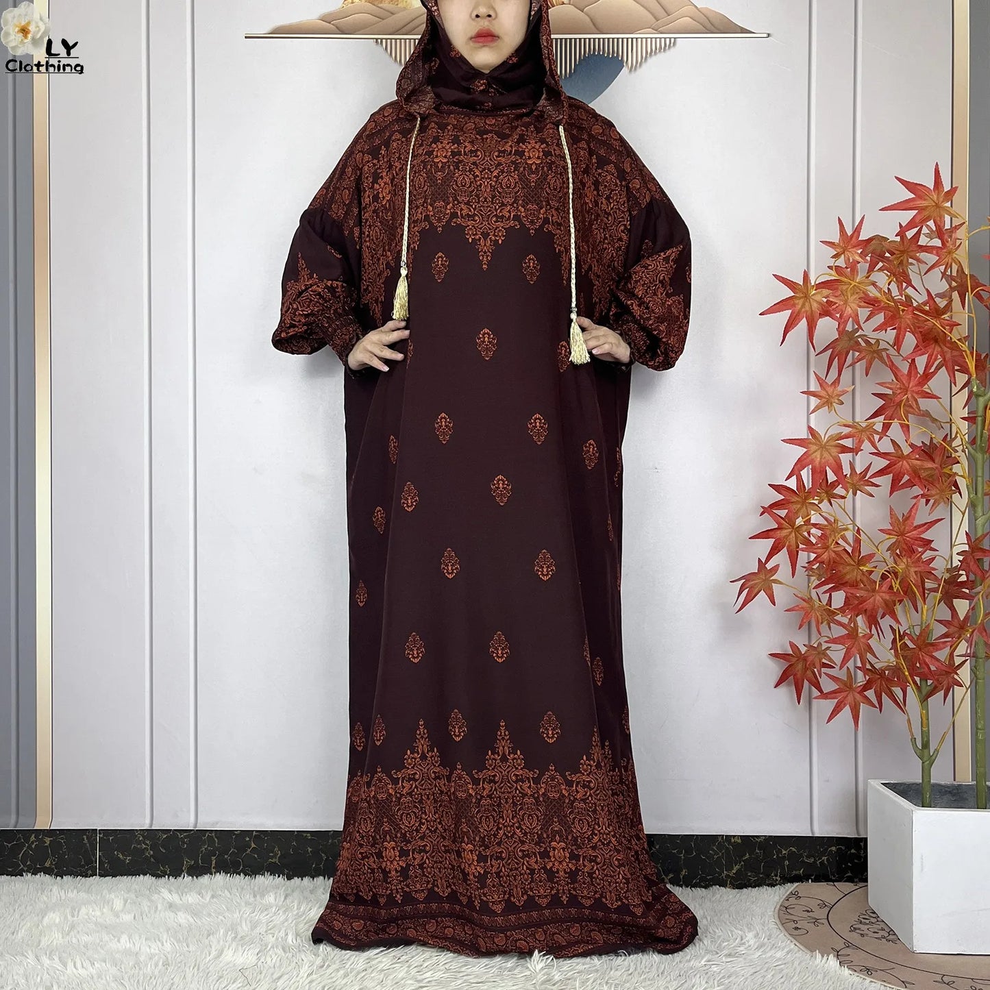 2025Hot Sales New Ramadan Muslim Double Hat Women Abaya Prayer Garment Islam Turkey Arabic Femme Abaya Prayer Kaftan Loose Robes