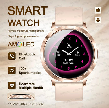 New Women Smart Watch 1.32"Ultra-thin AMOLED HD Screen Sport Fitness Bracelet Custom Watch Face Bluetooth Call Luxury Smartwatch