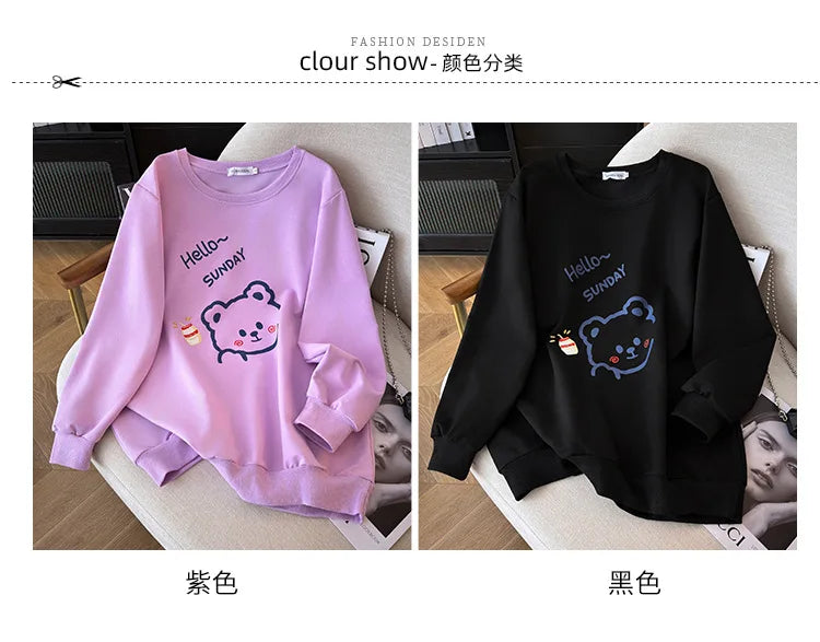 170 kg Plus Größe Damen Büste 170 Frühling Herbst Lose Langarm Cartoon Print Pullover Sweatshirts 4XL 5XL 6XL 7XL 8XL 9XL.