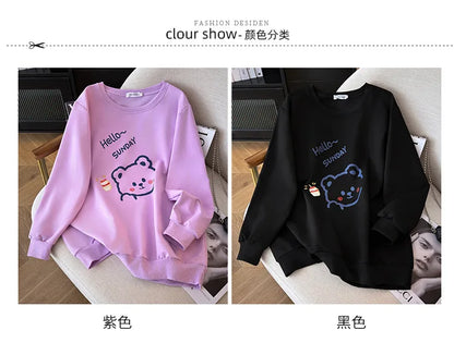 170 kg Plus Größe Damen Büste 170 Frühling Herbst Lose Langarm Cartoon Print Pullover Sweatshirts 4XL 5XL 6XL 7XL 8XL 9XL.