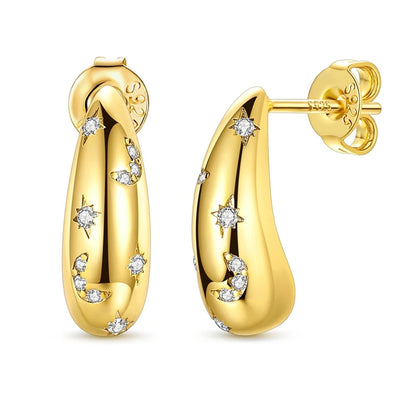 925 Sterling Silver Gold Color Circular Hoop Earrings Golden Earring Fit Original Charms Diy Fine Jewelry For Fashion Women