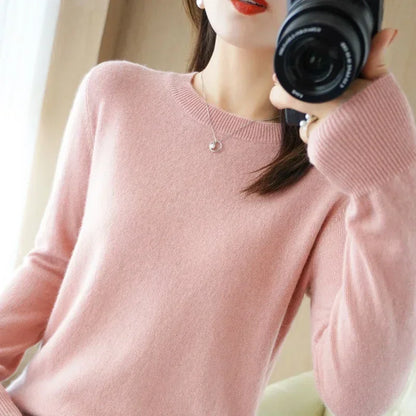 Frauen Pullover Herbst Winter Lange Hülse O-ansatz Pullover Warme Bodenbildung Shirts Koreanische Mode Pullover Strickwaren Weiche Jumper
