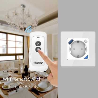 Alice Zigbee Tuya Smart EU-Wandsteckdose mit PD 20 W Typ C und einem Dual-USB-Schnellladegerät mit Power-Überwachungs-Glasplattenpanel.