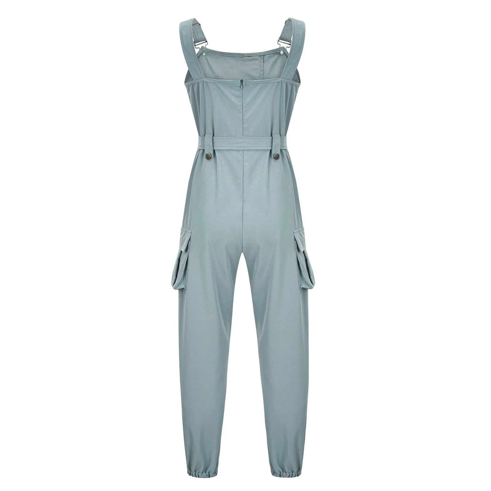 Fashion Womens Jumpsuit Casual Rompers with waist Belt Back Zipper Pockets Camisole Overalls for Daily Wear Office Work Vacation.