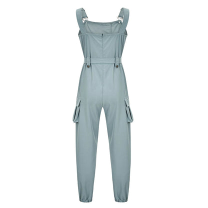 Fashion Womens Jumpsuit Casual Rompers with waist Belt Back Zipper Pockets Camisole Overalls for Daily Wear Office Work Vacation.