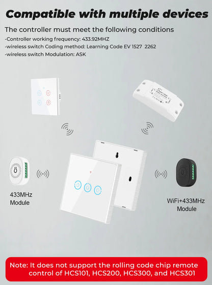 1/2/3 Gang RF433Mhz Wireless Touch Schalter RF Sender Push Button Fernbedienung für Home Led-leuchten Glas panel Wand Schalter.