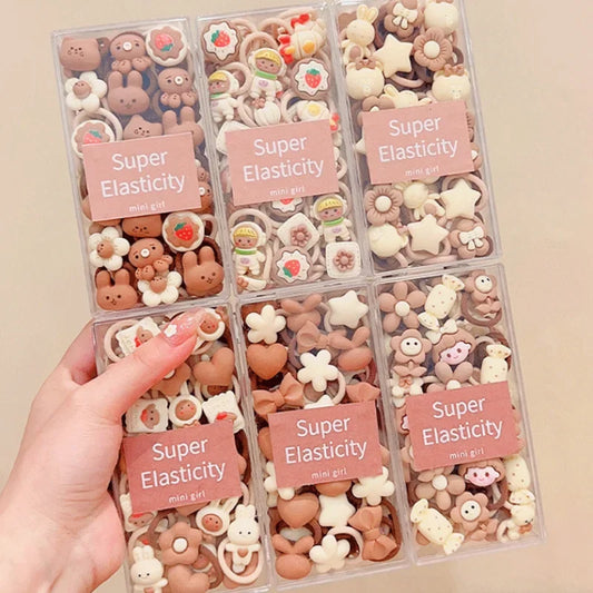 Coffee Color Children's Cute Cartoon Hair Rope Baby Thumb Loop Does Not Hurt Rubber Band Headwear Baby Tie Head  Small Pull.