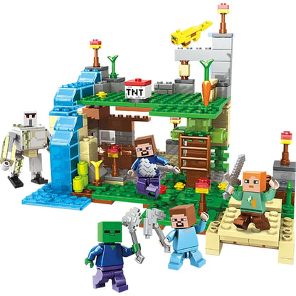 TreeHouse Village Farm Cave Mine Alex Zombie Action Figures Building Blocks Toys Gift for Children.