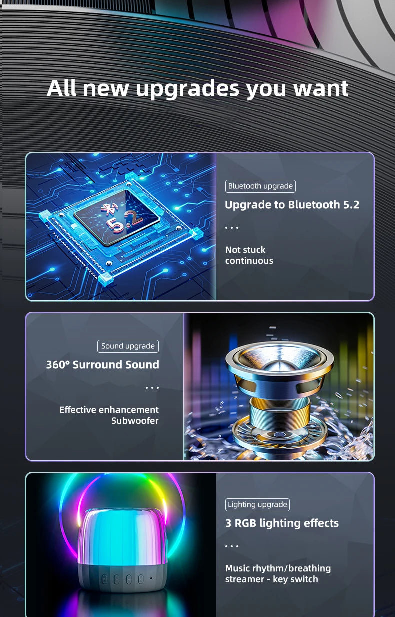 Original Lenovo K3 Plus Wireless Bluetooth Speaker Portable Music Player Cool RGB SoundBox Low Latency HiFi Stereo Loudspeaker.