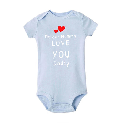 Ich und Mama Love You Daddy Baby Jungen Mädchen Overall Neugeborenes Baby Kleinkind Kleidung Kurzarm Body Valentinstag Geschenke