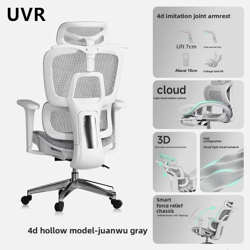 UVR Mesh-Bürostuhl, ergonomisches Design, Sessel für Zuhause, verstellbare Boss-Rückenlehne, Hocker mit Fußstütze, Spielstuhl-Möbel