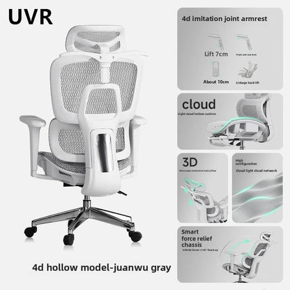 UVR Mesh-Bürostuhl, ergonomisches Design, Sessel für Zuhause, verstellbare Boss-Rückenlehne, Hocker mit Fußstütze, Spielstuhl-Möbel