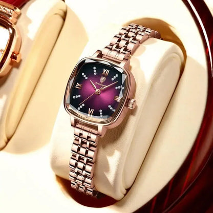 POEDAGAR High Quality Luxury Women Watch Stainless Steel Square Waterproof Quartz Ladies Wristwatches Dress Elegant Femme Clocks.