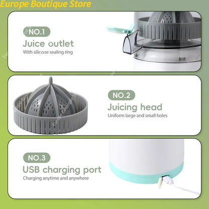Portable USB Rechargeable Orange Juice Juicer Multifunctional Household Juice Maker Machine Cordless Mini Electric Cup Juicer.