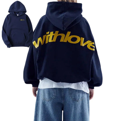 Fanceey Fleece-gefüttertes Herren-Kapuzenpullover, Winter, warm, lockere Passform, Buchstabendruck, lässiger Sport-Pullover, Kapuzenpullover für Herren, Neu.