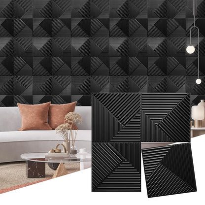 10pcs Diamond Design Decorated 3D Wallpanel, 30cmx30cm Matte White/Black/Golden, Diy Home Decoration Wallboard Wall stickers