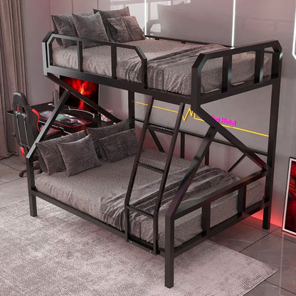 Premium E-Sport-Etagenbett aus Eisen, Hotel, Apartment, Schule, Schlafsaal, Bett, schwarzer Rahmen, Hochbett für Erwachsene, Camas, Schlafzimmermöbel