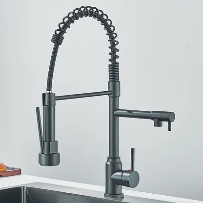 Pull Down Spring Kitchen Faucet Single Lever Hot Cold Mixer Water For Kitchen Sink Dual Spout Nozzle Faucets Crane