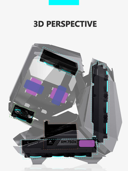 JONSBO MOD-5 Game E-sports Case All Aluminum Special-shaped Glass Chassis Support ATX Motherboard 360 Water-cooled 5V ARGB