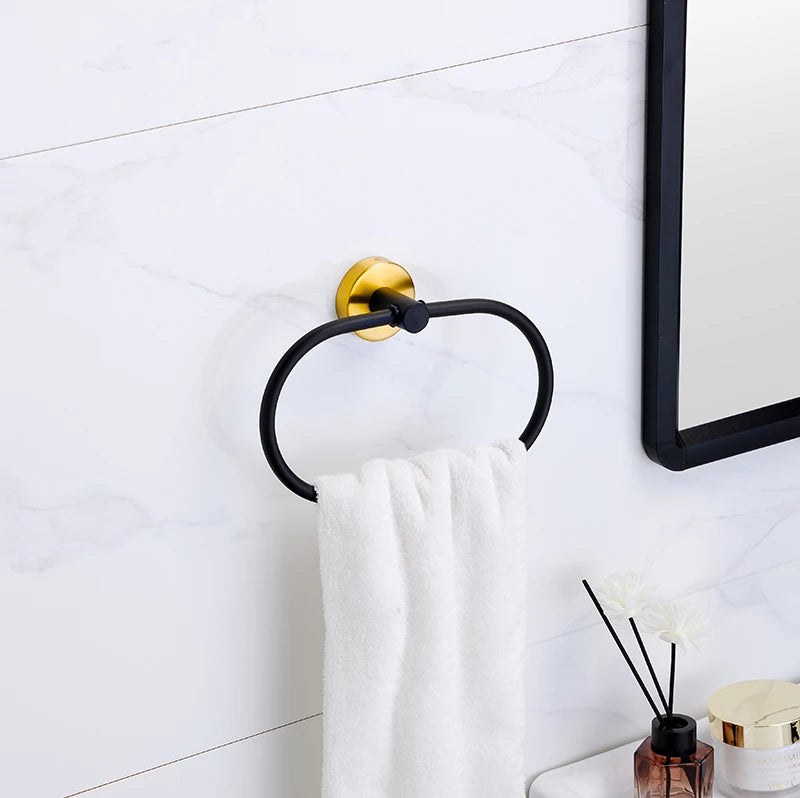 Badezimmer-Hardware-Set aus gebürstetem Gold, Handtuchhalter aus Edelstahl 304, Handtuchring, Toilettenpapierhalter, Kleiderhaken, Badezimmer-Zubehör