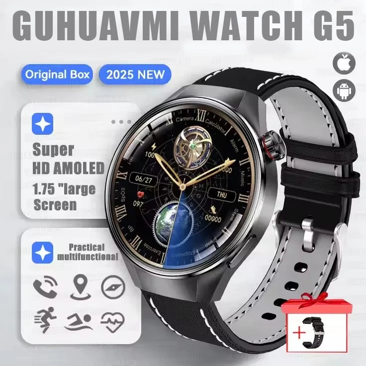 2025 New Originl Watch G5 PlUS Smart Watch 1.75" HD AMOLED Screen GPS track Heart Rate Bluetooth Call Compass Smartwatch for Men