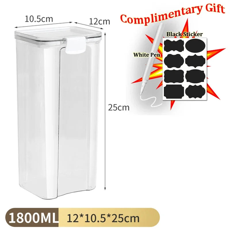 Food Box Storage Container With Airtight Lid Condiment Organizer Plastic Dispenser Jar Hermetic Kitchen Cereal Snack Spaghetti