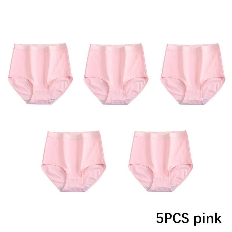 FallSweet 5PCS/set Women’s Cotton Panties Seamless Plus Size Briefs Solid Underwear Soft Breathable Underpants Female Lingerie.