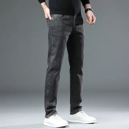 Slim Fit Casual Men's Jeans Youth Straight Leg Regular Business Elastic Long Trousers Autumn New Arrival from Mainland China.