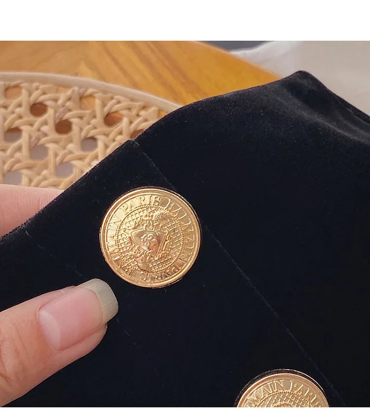 Autumn Winter High Waist Velvet Wide Leg Shorts Women Chic Double Breasted Short Pants Fashion Sexy Bottoms Casual Ropa Mujer