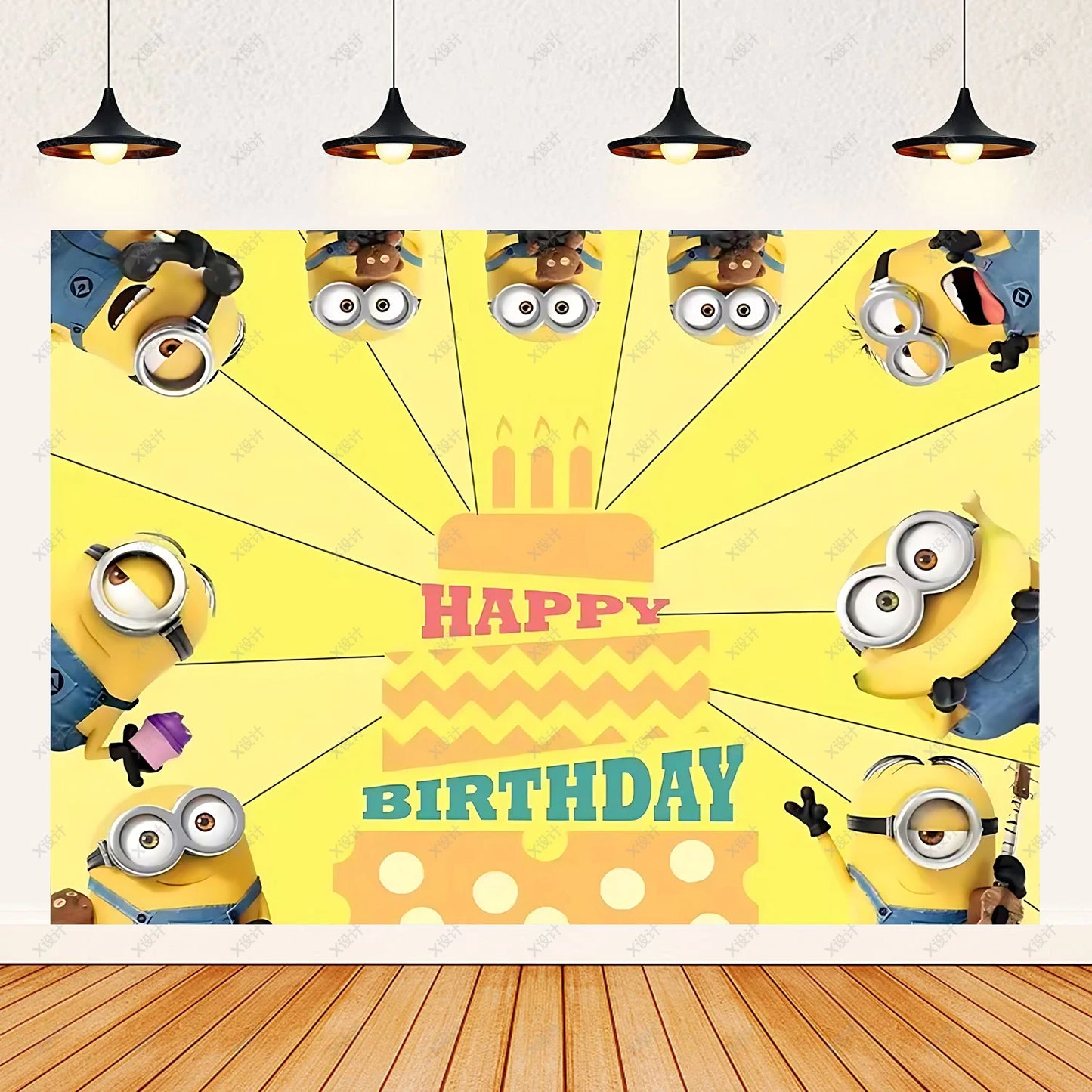 Cartoon M & Minions Geburtstag Party Dekoration Einweg Geschirr Tasse Teller Tischdecke Luftballons Gelb Große Augen Hintergrund Banner