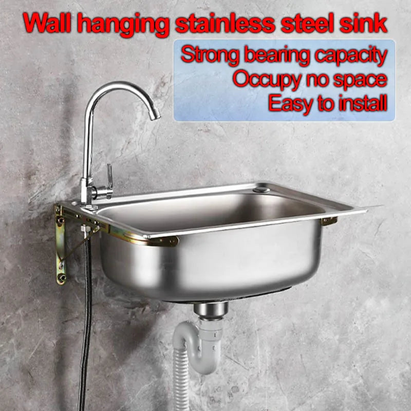 Verdickter Einzelschlitz aus Edelstahl 304 mit Halterung zum Aufhängen an der Wand, Waschbecken, Balkonbecken, Küchenwaschbecken, Waschbecken