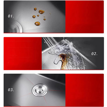 Stainless Steel Sink Kitchen Single Bowl Sink 50 x 45 cm Matte Black with Pipe & Soap Dispenser