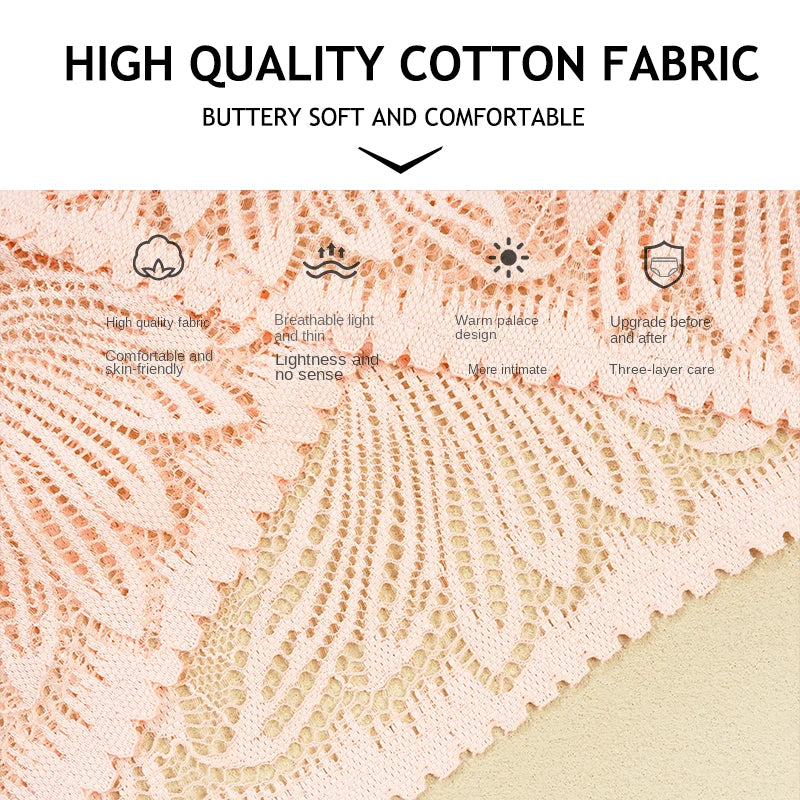 3PCS/Set Women Lace Panties Sexy Low Riase Elastic Brifes Solid Color Perspective Breathable Underwear Ladeis Sexy Lingerie.