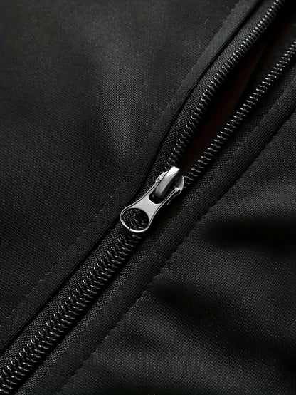 Autumn and winter men's set zipper Stand-up collar sportswear set suitable for fitness running exercise 2 pieces set.