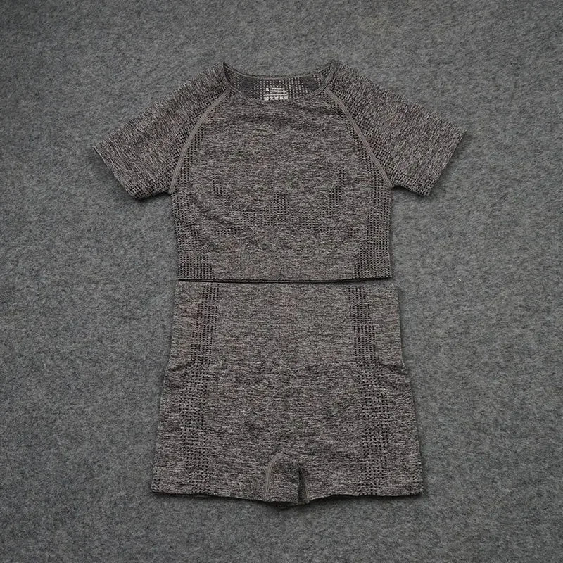 Sexy Seamless Knitted Yoga Sportswear Set Women's Quick Dry Tight Fitness Clothes Set Comfortable High-End Sensation