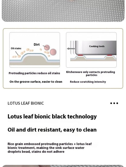 Stainless Steel Kitchen Sink Rice Grain Embossing Scratch and Abrasion Resistant Antifouling Large Single Slot Wash Dish Basin