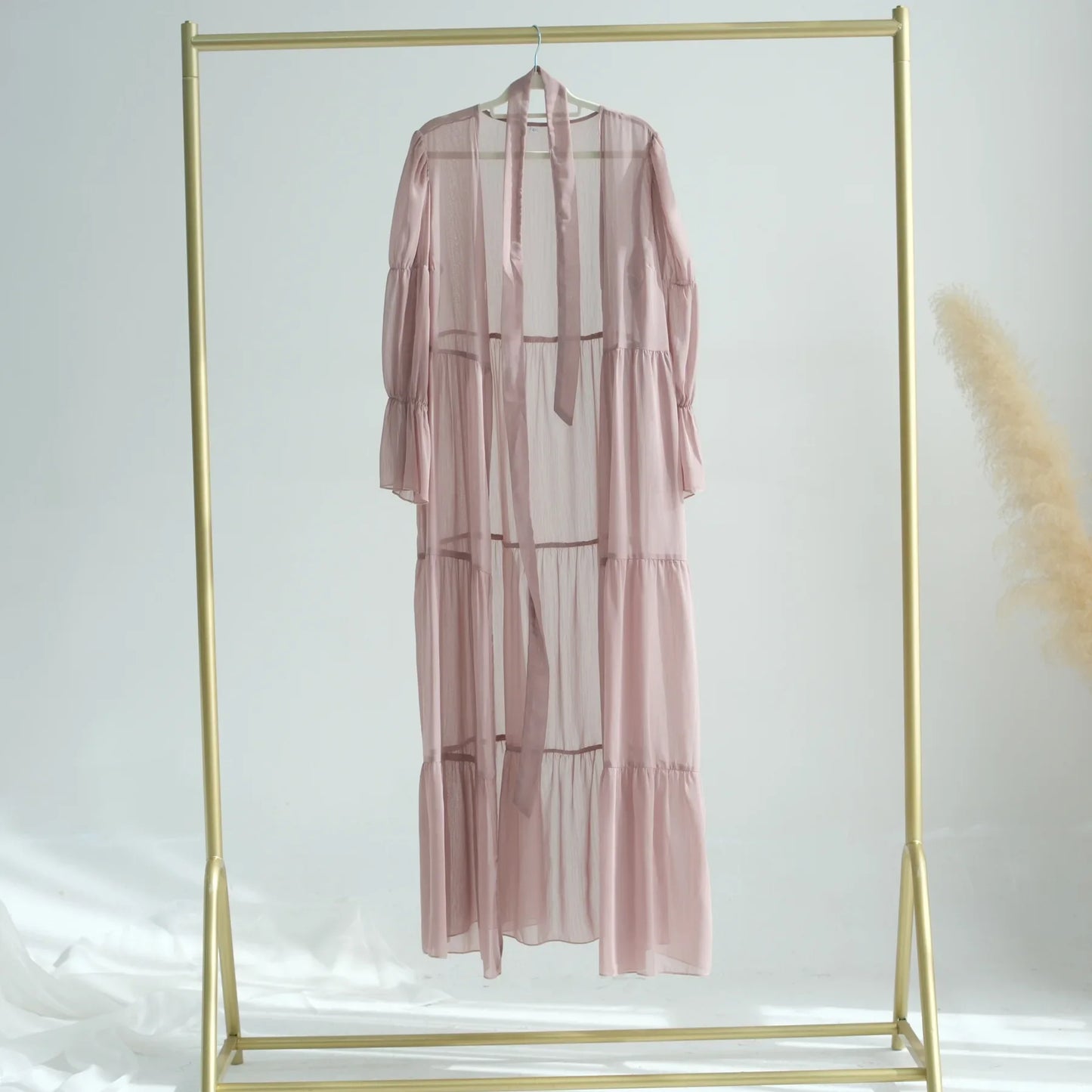 Chiffon Sheer Open Abaya Set Hijabi Muslim Women Party Ramadan Islamic Clothing  Dubai Turkey Kaftan Crepe Kimono Open Abayas