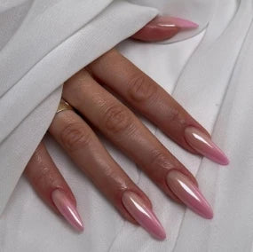 24Pcs/set Almond Press-On French Nail Tips Green Cat Eye False Nails Simple&Elegant Wearable Nail Art for Women&Girls Daily Wear