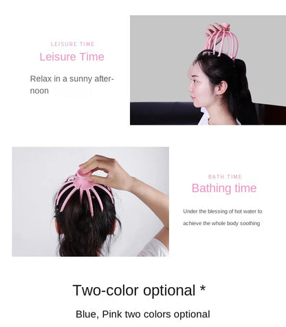 Head Massager Neck Massage Octopus Scalp Stress Relax 12 Antennae Massage Head Meridian Comb Point Pressing Head Artifact.