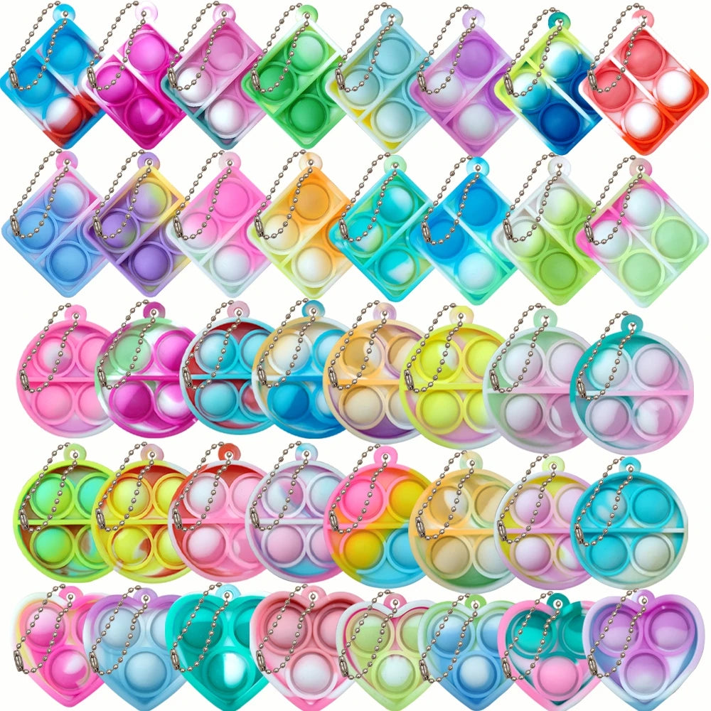 12/24/48Pcs Mini Pop Fidget Toy Pack Kit Keychain Stress Relief Toys Party Favors Office Desk Toy for Kids Adults Brinquedos.