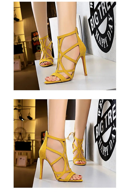 BIGTREE Shoes Roman Style High Heels Woman Pumps Stiletto Heels 11 Cm Women Heels Sexy Party Shoes Hollow Out Women Sandals 2025