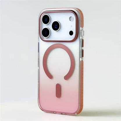 Gradient Color Matte Shockproof Magsafe Case For iPhone 17 Air 16Pro 17Pro Max Hybrid Wireless Charge Magnetic Hard Back Cover.