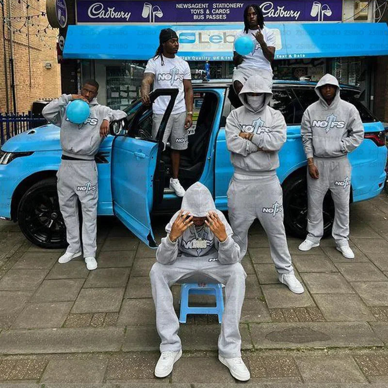 Streetwear Sportswear Set NOFS Printed Loose Hoodie Sweatshirt Men Women Casual Pants Autumn Winter Fashion Outfit.