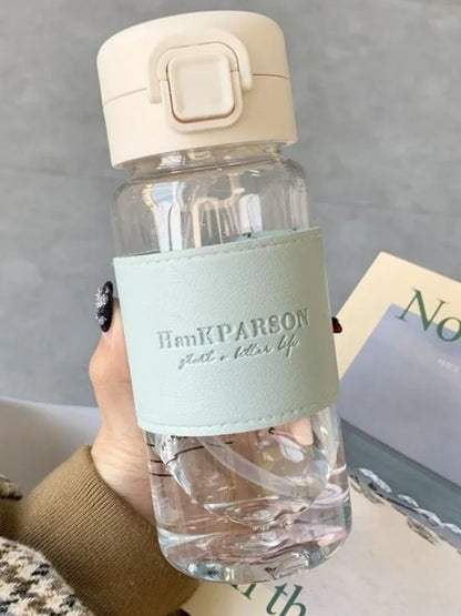 500ml Portable Water Bottle with Straw Creative Cute Leak-proof Plastic Drinking Bottle Milk Coffee Tea Juice Cup Drinkware.