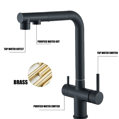 Pulling Filter Kitchen Faucet Hot & Cold Water Mixer Dual Mode Filtration Purification Kitchen Sinks 360 Rotation