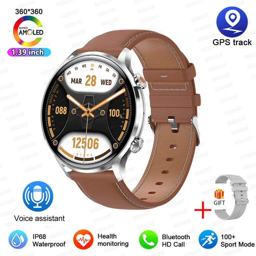 2025 New Smartwatch Women AMOLED HD Screen Always On Display Bluetooth Call IP68 Waterproof GPS Smart Men Watch For Android ios