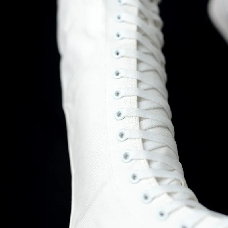 Women Shoe Canvas Casual High Top Shoes Long Boot Lace-Up Zipper Comfortable Flat Boot Sneakers Tenis Feminino Spring Autumn.