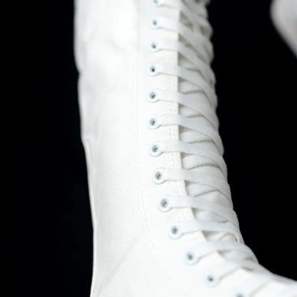 Women Shoe Canvas Casual High Top Shoes Long Boot Lace-Up Zipper Comfortable Flat Boot Sneakers Tenis Feminino Spring Autumn.