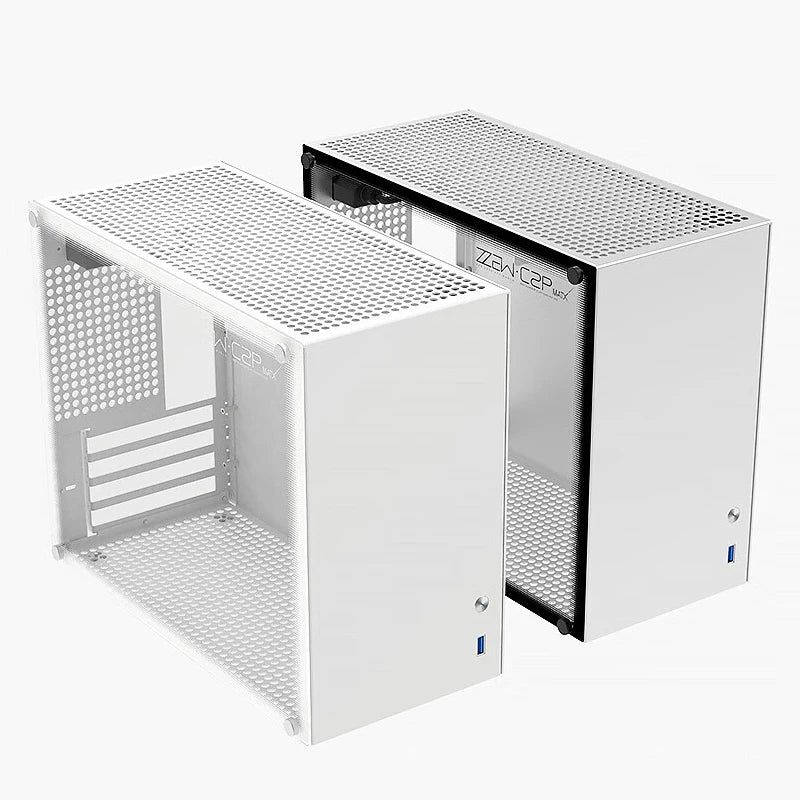 ZZAW C2 C2P M-ATX Computer Case Side Transparent MINI-ITX All Aluminum Desktop Office Small Chassis Supports Long Graphic Card.