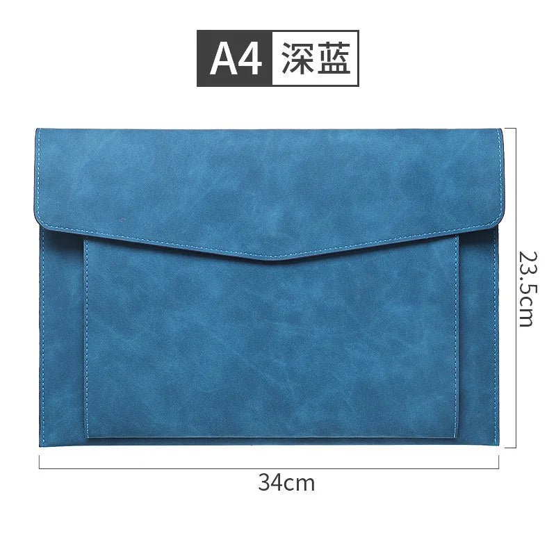A4 Leather Document Bag, Large Capacity Business Briefcase, Waterproof Office Folder, Can Hold Laptop and Stationery.